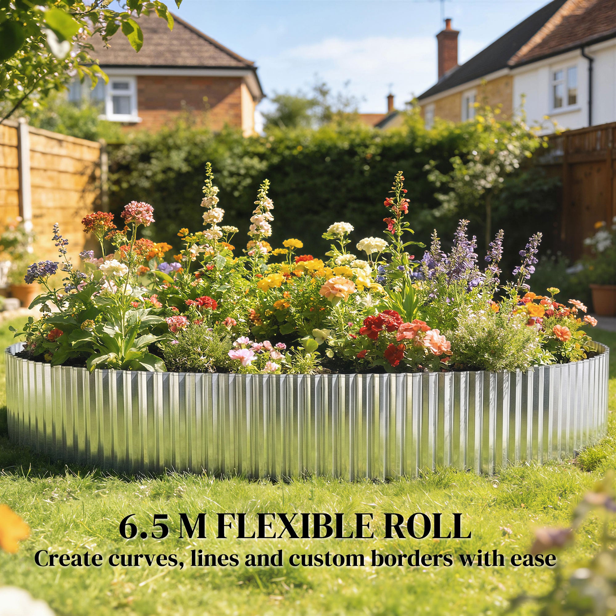 Galvanised Steel Garden Edging Border 650cm Wide - Velmora