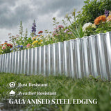 Galvanised Steel Garden Edging Border 650cm Wide - Velmora