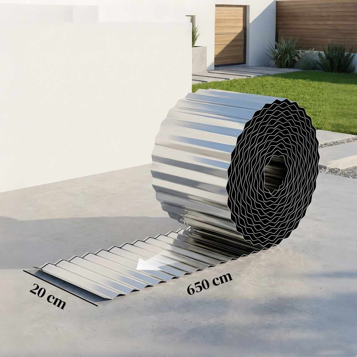 Galvanised Steel Garden Edging Border 650cm Wide - Velmora