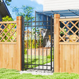 Galvanised Steel Garden Gate With Lock And 3 Keys 105cm Wide - Velmora