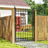 Galvanised Steel Garden Gate With Lock And 3 Keys 105cm Wide - Velmora