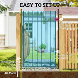 Galvanised Steel Garden Gate With Lock And 3 Keys 105cm Wide - Velmora