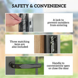 Galvanised Steel Garden Gate With Lock And 3 Keys 105cm Wide - Velmora
