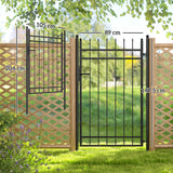 Galvanised Steel Garden Gate With Lock And 3 Keys 105cm Wide - Velmora