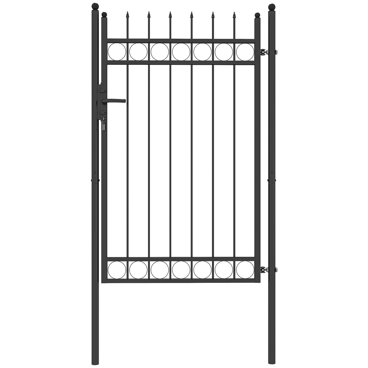 Galvanised Steel Garden Gate With Lock And 3 Keys 105cm Wide - Velmora