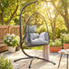 Galvanised Steel Hanging Garden Egg Swing Chair With Stand - Velmora