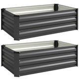 Galvanised Steel Outdoor Garden Planter Box 100cm Wide in Set Of 2 - Velmora