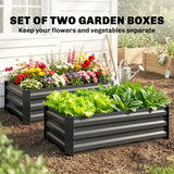 Galvanised Steel Outdoor Garden Planter Box 100cm Wide in Set Of 2 - Velmora