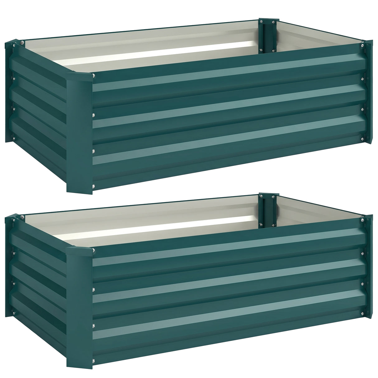 Galvanised Steel Outdoor Garden Planter Box 100cm Wide in Set Of 2 - Velmora