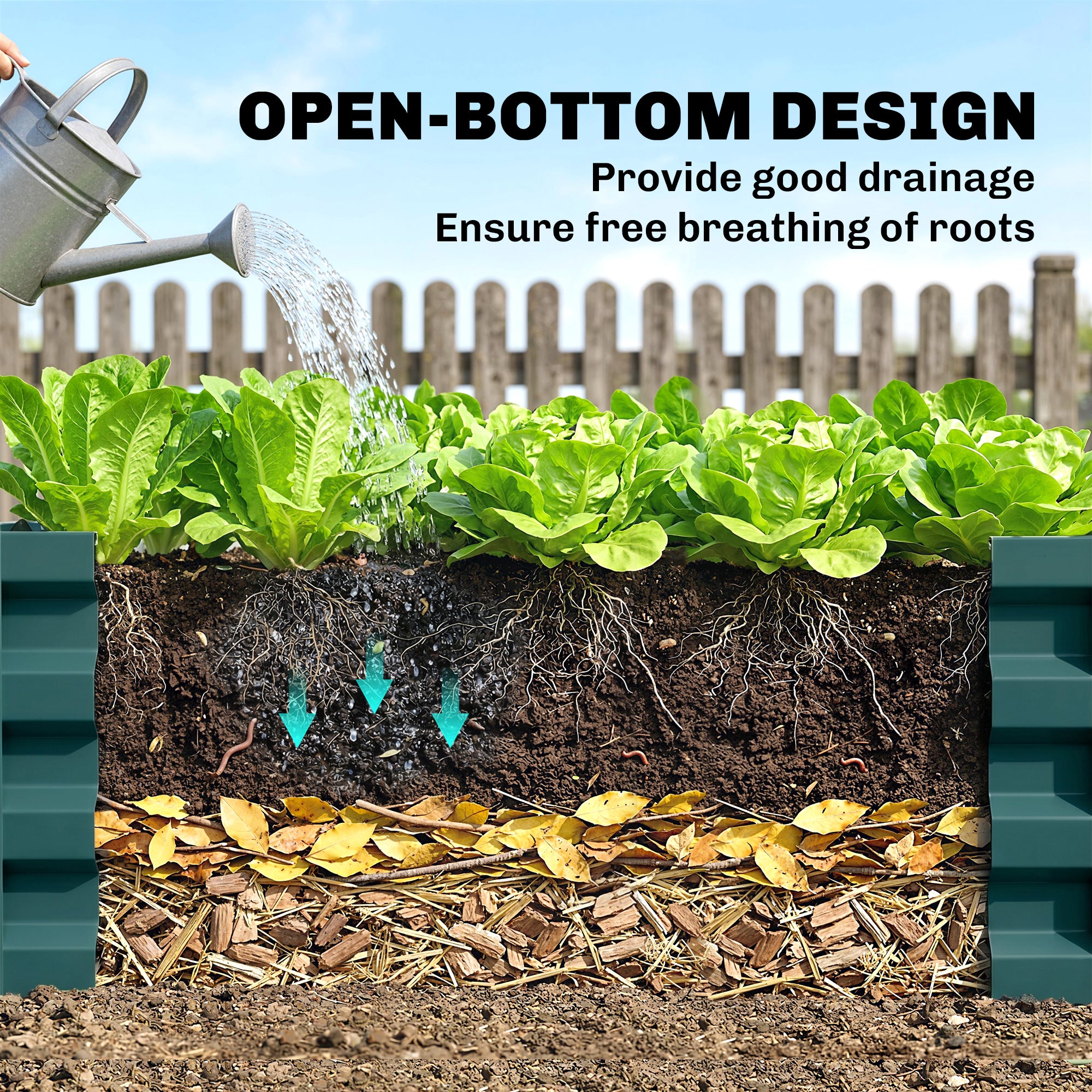 Galvanised Steel Outdoor Garden Planter Box 100cm Wide in Set Of 2 - Velmora