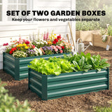 Galvanised Steel Outdoor Garden Planter Box 100cm Wide in Set Of 2 - Velmora