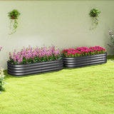 Galvanised Steel Outdoor Garden Planter Box 110cm Diameter in Set Of 2 - Velmora