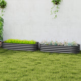 Galvanised Steel Outdoor Garden Planter Box 110cm Diameter in Set Of 2 - Velmora