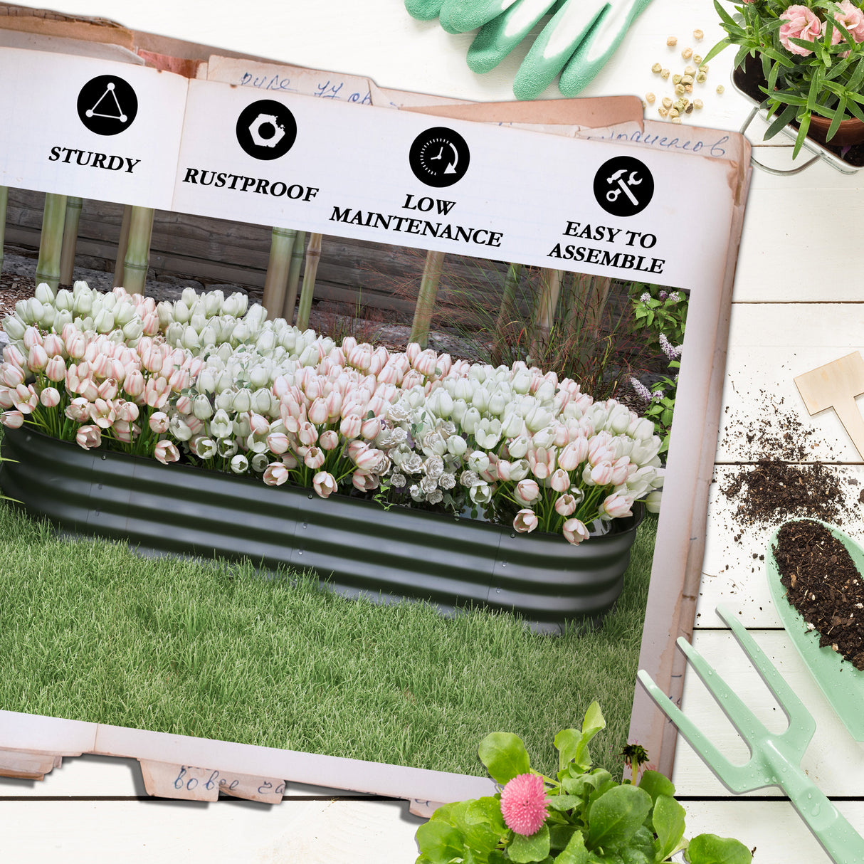 Galvanised Steel Outdoor Garden Planter Box 110cm Diameter in Set Of 2 - Velmora