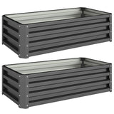 Galvanised Steel Outdoor Garden Planter Box 110cm Wide in Set Of 2 - Velmora