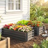 Galvanised Steel Outdoor Garden Planter Box 110cm Wide in Set Of 2 - Velmora