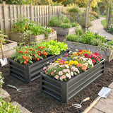 Galvanised Steel Outdoor Garden Planter Box 110cm Wide in Set Of 2 - Velmora