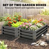 Galvanised Steel Outdoor Garden Planter Box 110cm Wide in Set Of 2 - Velmora