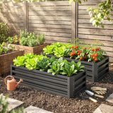 Galvanised Steel Outdoor Garden Planter Box 110cm Wide in Set Of 2 - Velmora