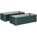 Galvanised Steel Outdoor Garden Planter Box 110cm Wide in Set Of 2 - Velmora