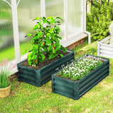 Galvanised Steel Outdoor Garden Planter Box 110cm Wide in Set Of 2 - Velmora