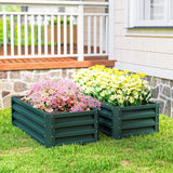 Galvanised Steel Outdoor Garden Planter Box 110cm Wide in Set Of 2 - Velmora