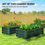 Galvanised Steel Outdoor Garden Planter Box 110cm Wide in Set Of 2 - Velmora