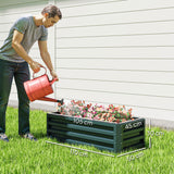 Galvanised Steel Outdoor Garden Planter Box 110cm Wide in Set Of 2 - Velmora