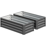Galvanised Steel Outdoor Garden Planter Box 110cm Wide in Set Of 2 - Velmora