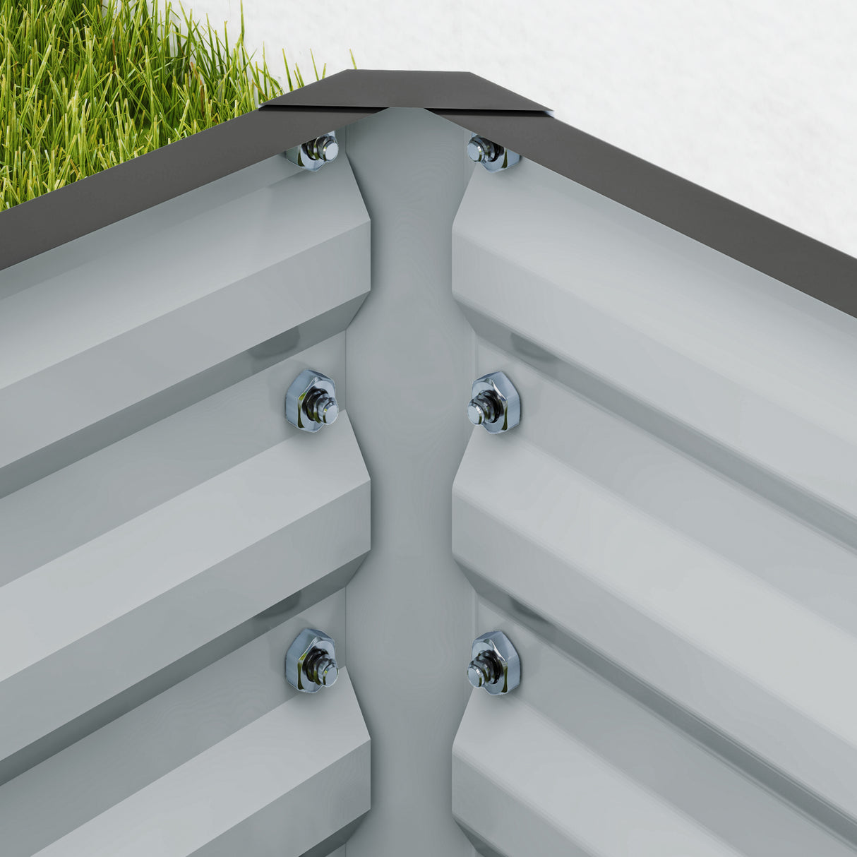 Galvanised Steel Outdoor Garden Planter Box 110cm Wide in Set Of 2 - Velmora