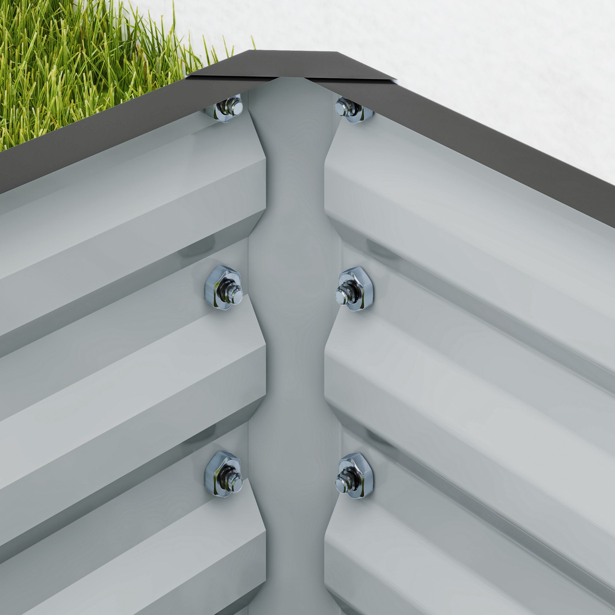 Galvanised Steel Outdoor Garden Planter Box 110cm Wide in Set Of 2 - Velmora