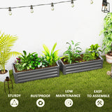 Galvanised Steel Outdoor Garden Planter Box 110cm Wide in Set Of 2 - Velmora