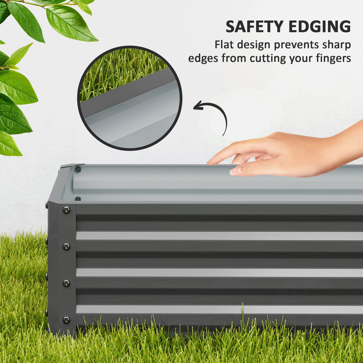 Galvanised Steel Outdoor Garden Planter Box 110cm Wide in Set Of 2 - Velmora