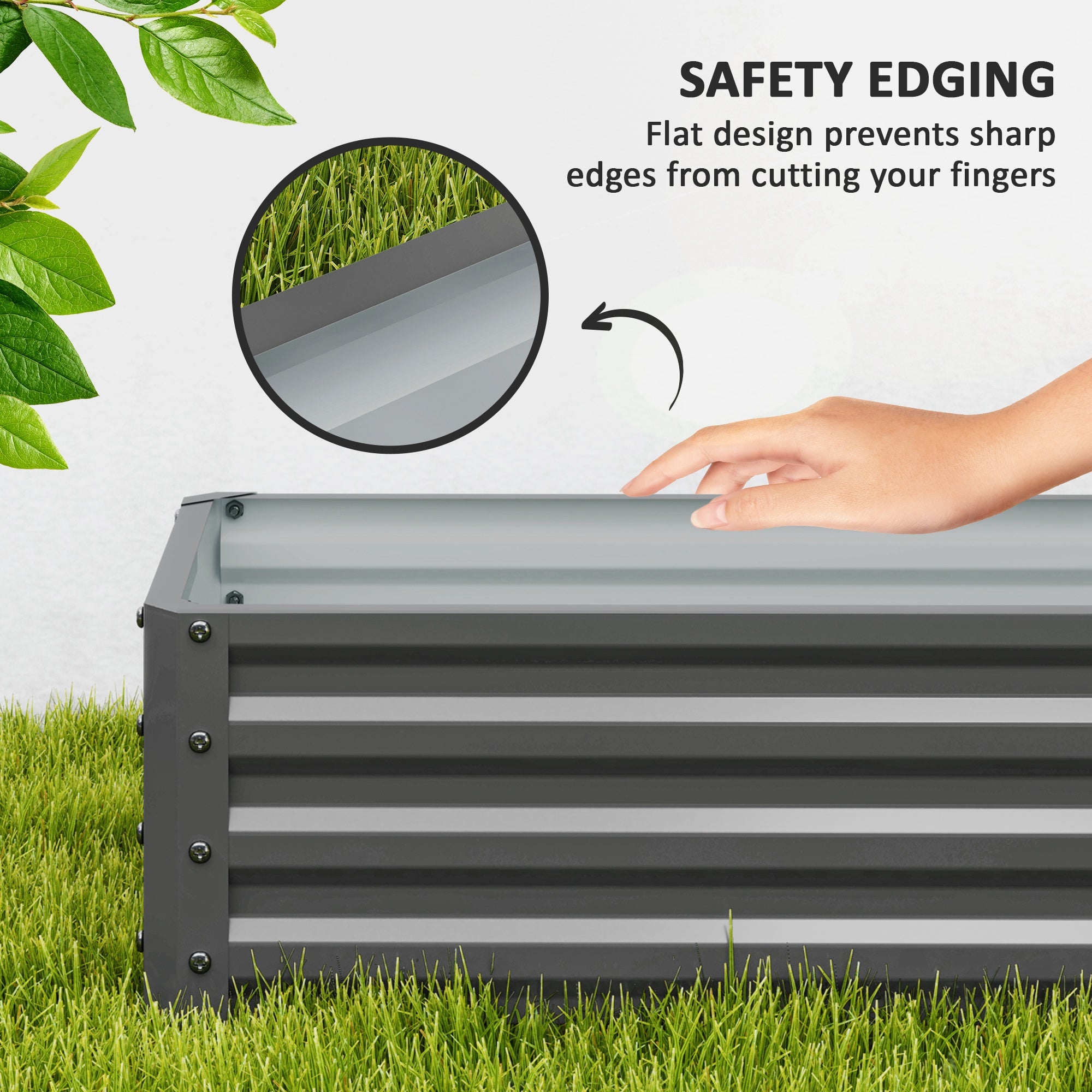 Galvanised Steel Outdoor Garden Planter Box 110cm Wide in Set Of 2 - Velmora
