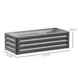 Galvanised Steel Outdoor Garden Planter Box 110cm Wide in Set Of 2 - Velmora