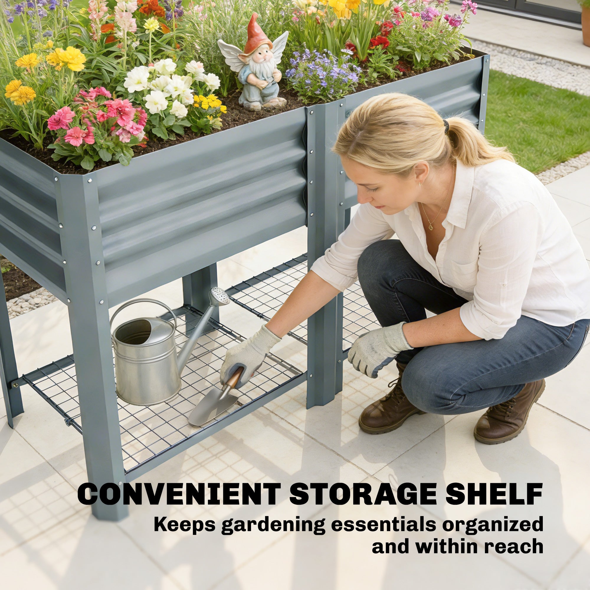 Galvanised Steel Outdoor Garden Planter Box 120cm Wide - Velmora