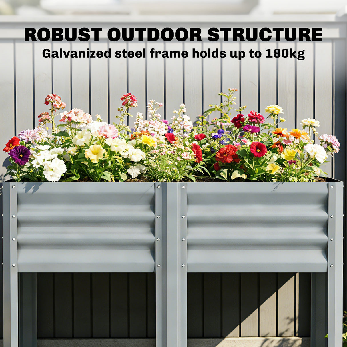 Galvanised Steel Outdoor Garden Planter Box 120cm Wide - Velmora