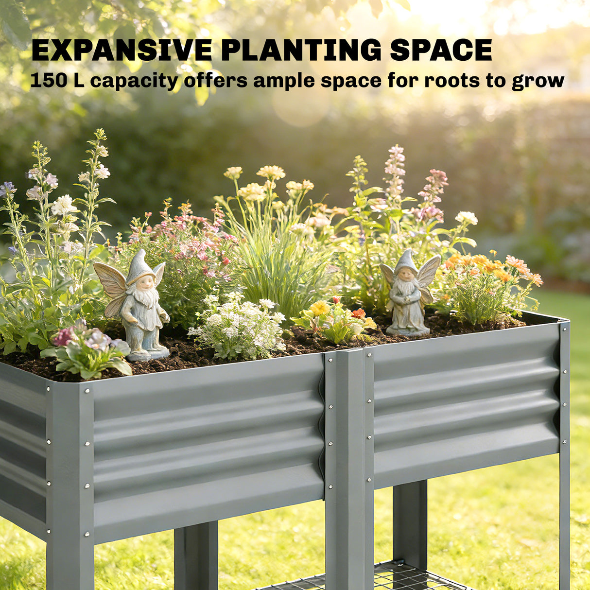 Galvanised Steel Outdoor Garden Planter Box 120cm Wide - Velmora