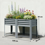 Galvanised Steel Outdoor Garden Planter Box 120cm Wide - Velmora