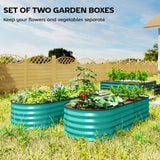 Galvanised Steel Outdoor Garden Planter Box 150cm Wide in Set Of 2 - Velmora