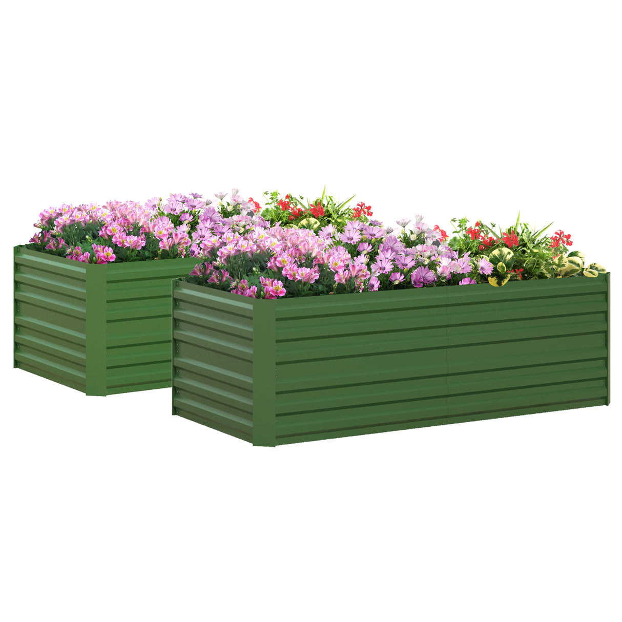 Galvanised Steel Outdoor Garden Planter Box 180cm Wide in Set Of 2 - Velmora