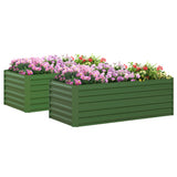 Galvanised Steel Outdoor Garden Planter Box 180cm Wide in Set Of 2 - Velmora