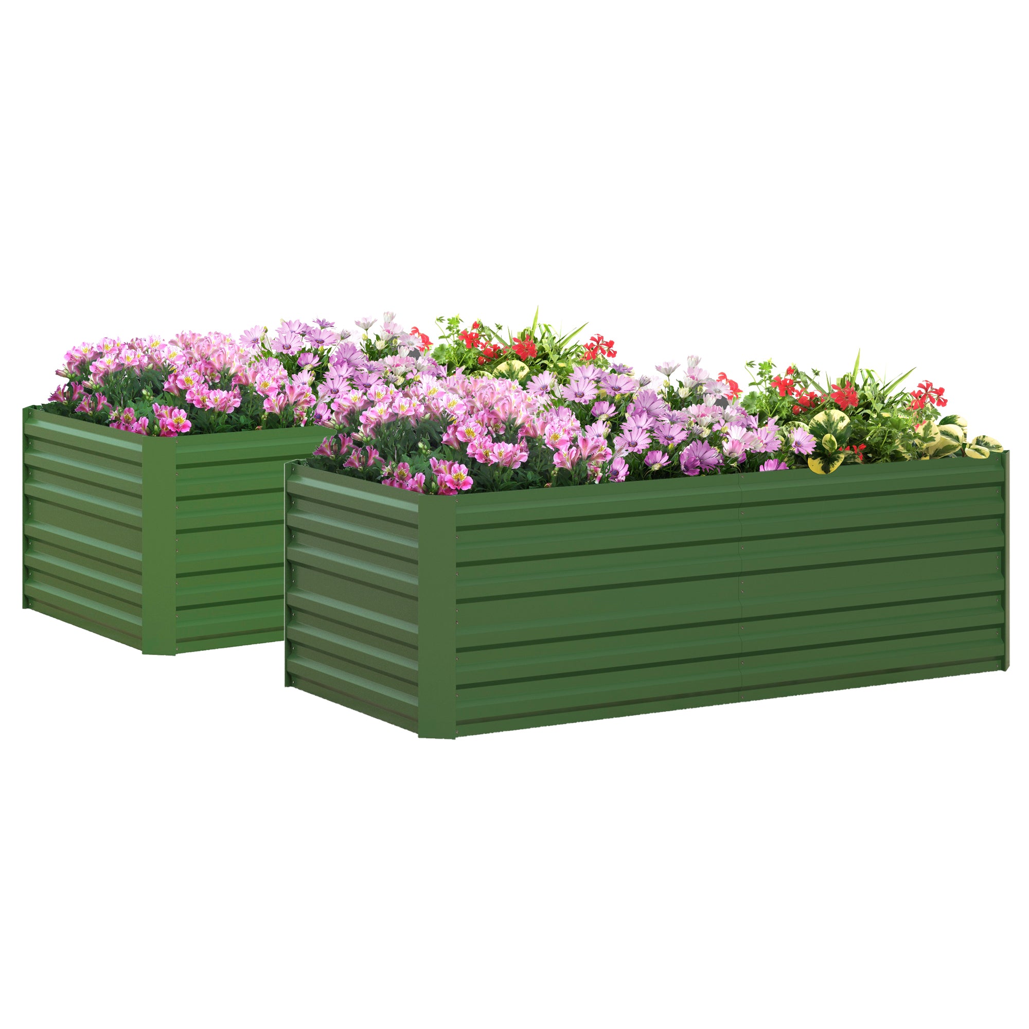 Galvanised Steel Outdoor Garden Planter Box 180cm Wide in Set Of 2 - Velmora