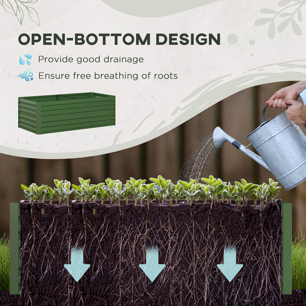 Galvanised Steel Outdoor Garden Planter Box 180cm Wide in Set Of 2 - Velmora