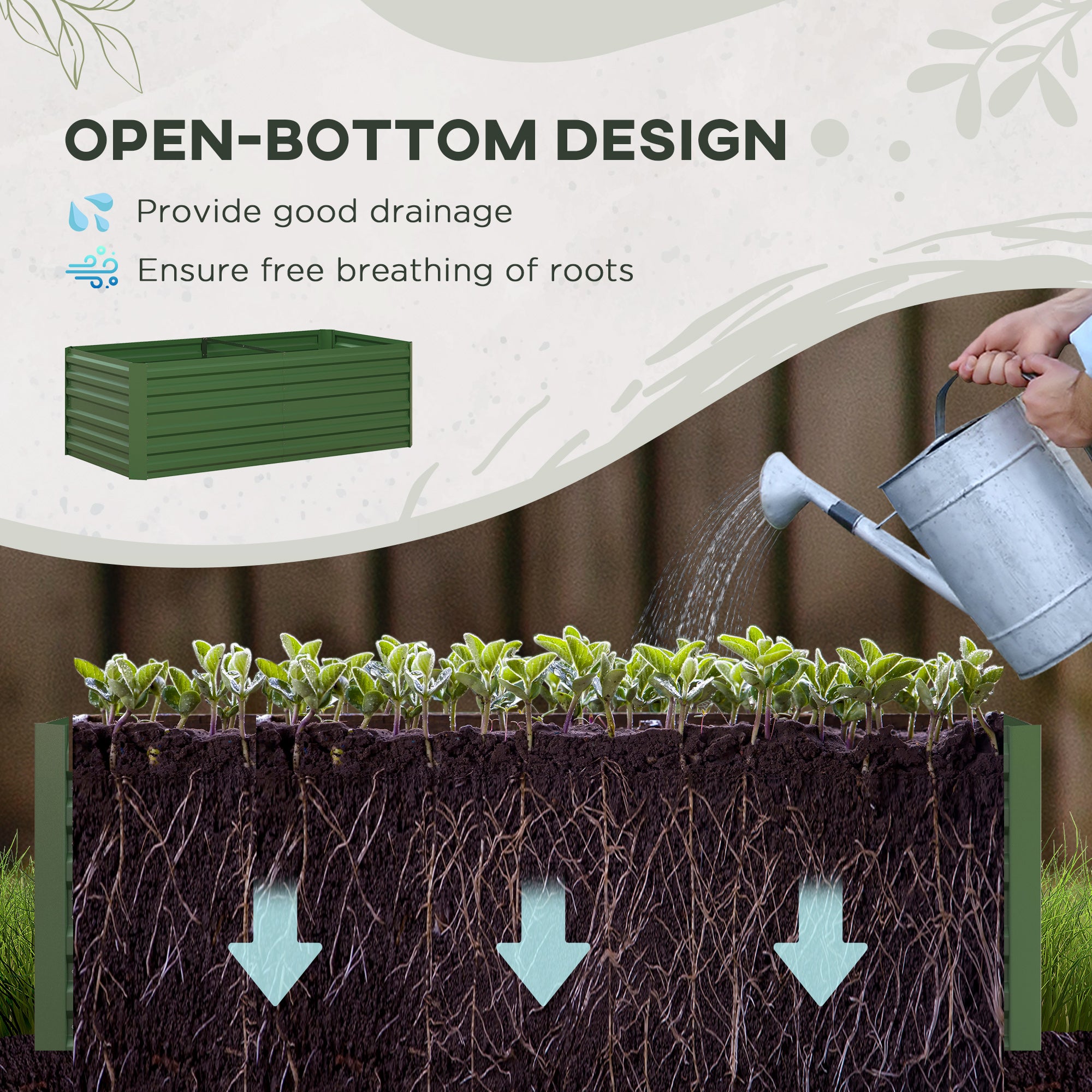 Galvanised Steel Outdoor Garden Planter Box 180cm Wide in Set Of 2 - Velmora