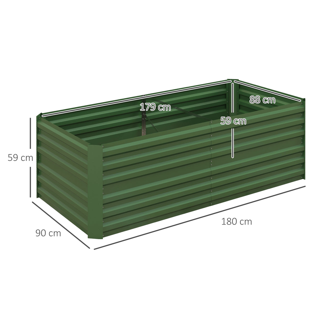 Galvanised Steel Outdoor Garden Planter Box 180cm Wide in Set Of 2 - Velmora