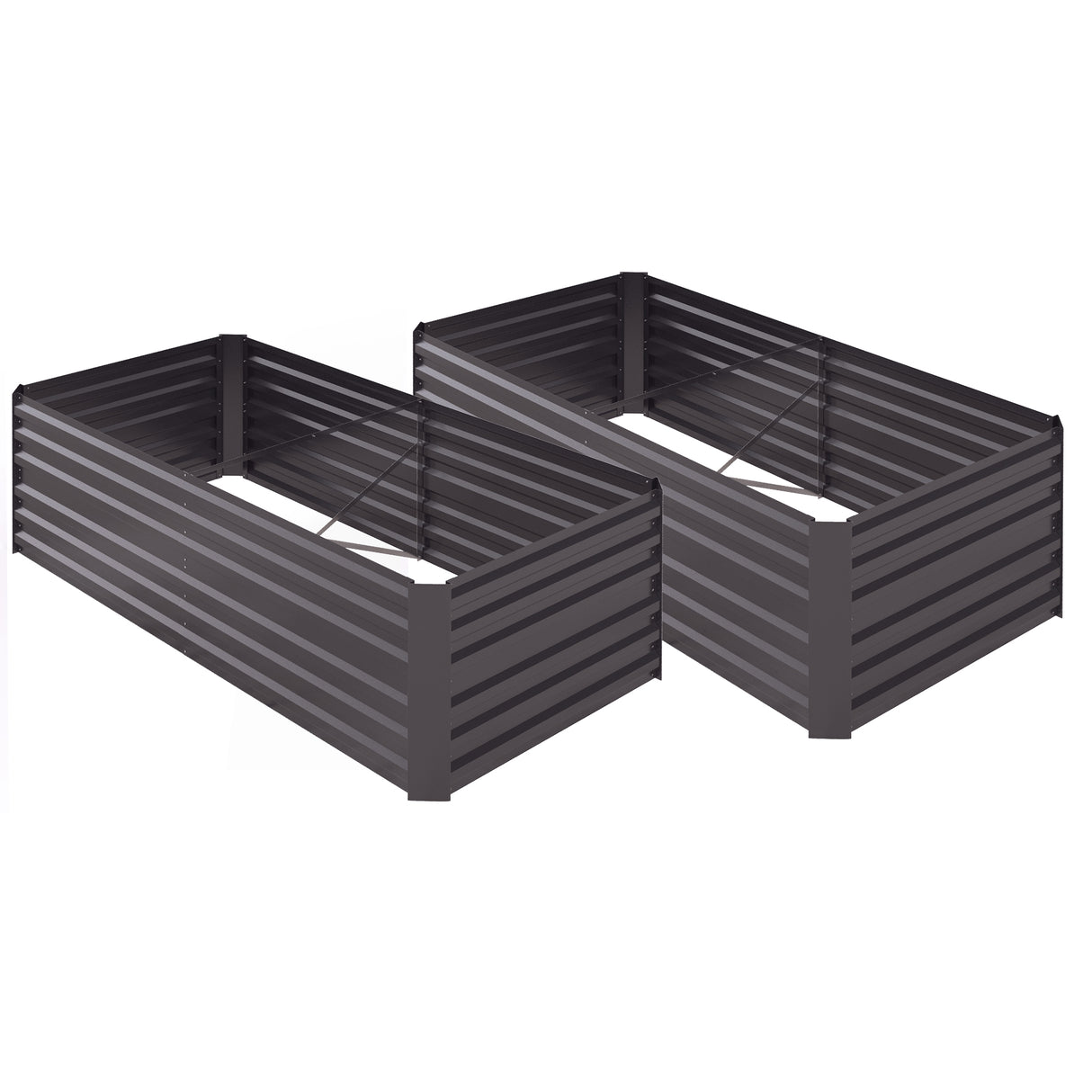 Galvanised Steel Outdoor Garden Planter Box 180cm Wide in Set Of 2 - Velmora