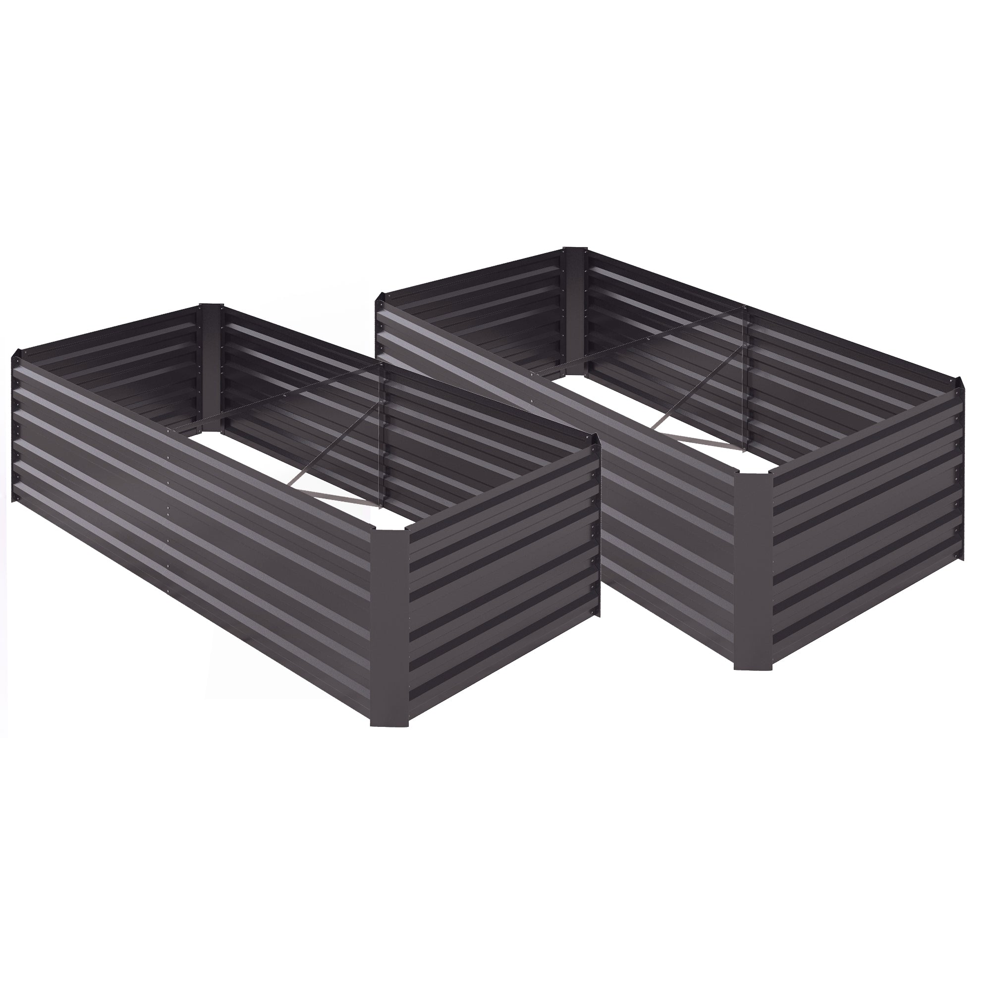 Galvanised Steel Outdoor Garden Planter Box 180cm Wide in Set Of 2 - Velmora