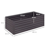 Galvanised Steel Outdoor Garden Planter Box 180cm Wide in Set Of 2 - Velmora