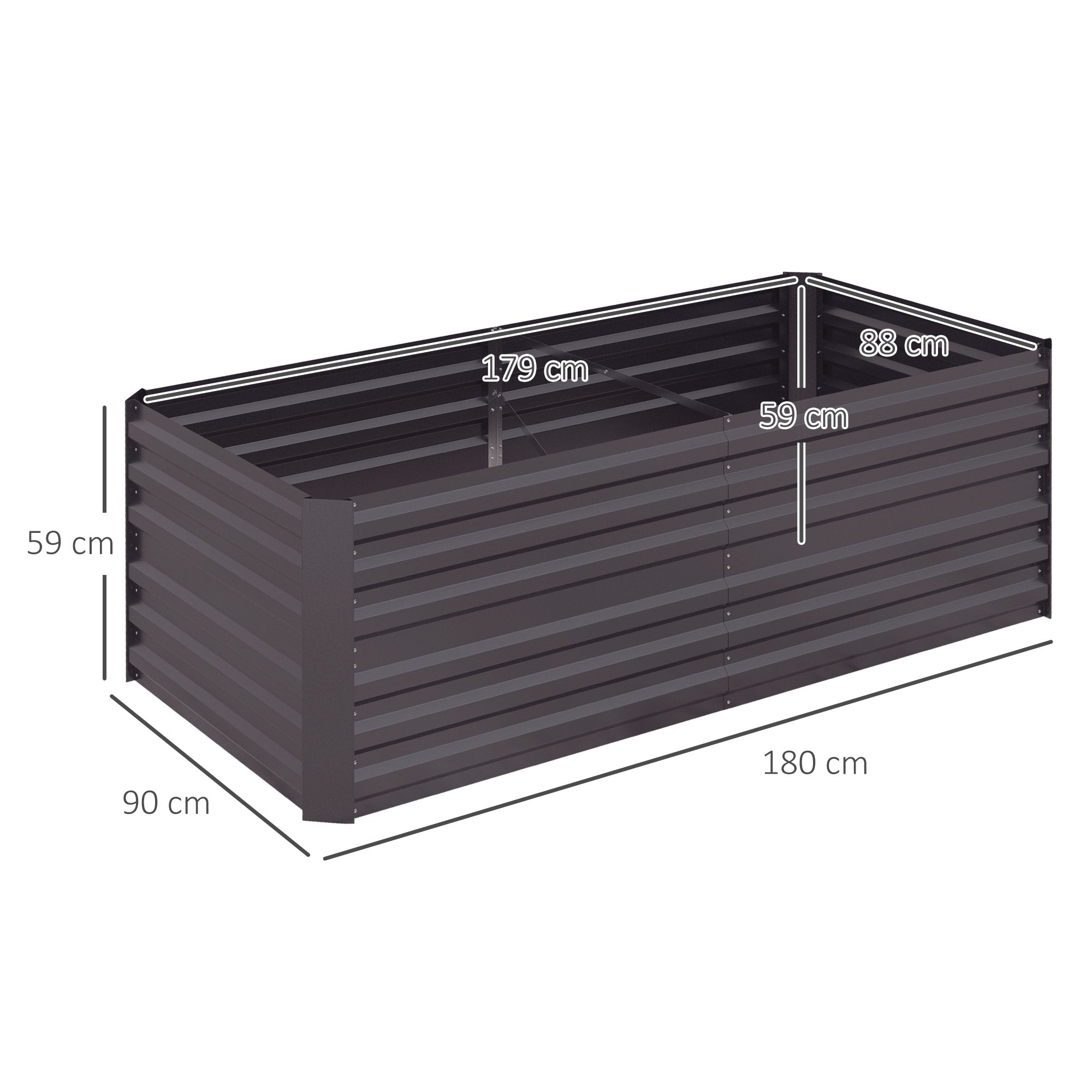 Galvanised Steel Outdoor Garden Planter Box 180cm Wide in Set Of 2 - Velmora